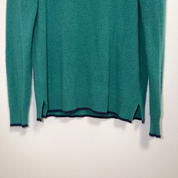Ann Taylor Green Knit Cashmere Sweater Size XL Lightweight Crewneck Soft Classic - Picture 5 of 6